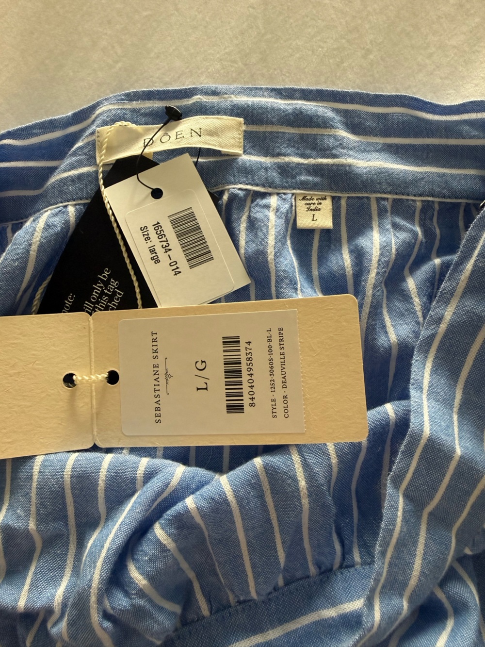 NWT Doen Sebastiane skirt in blue stripe! - Picture 5 of 6